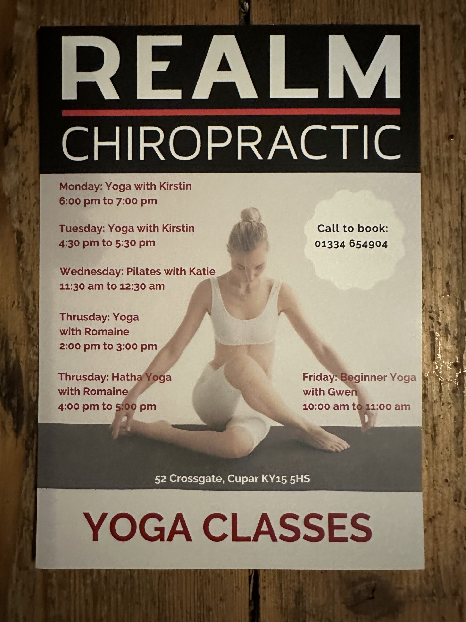 Realm Chiropractic Yoga schedule
