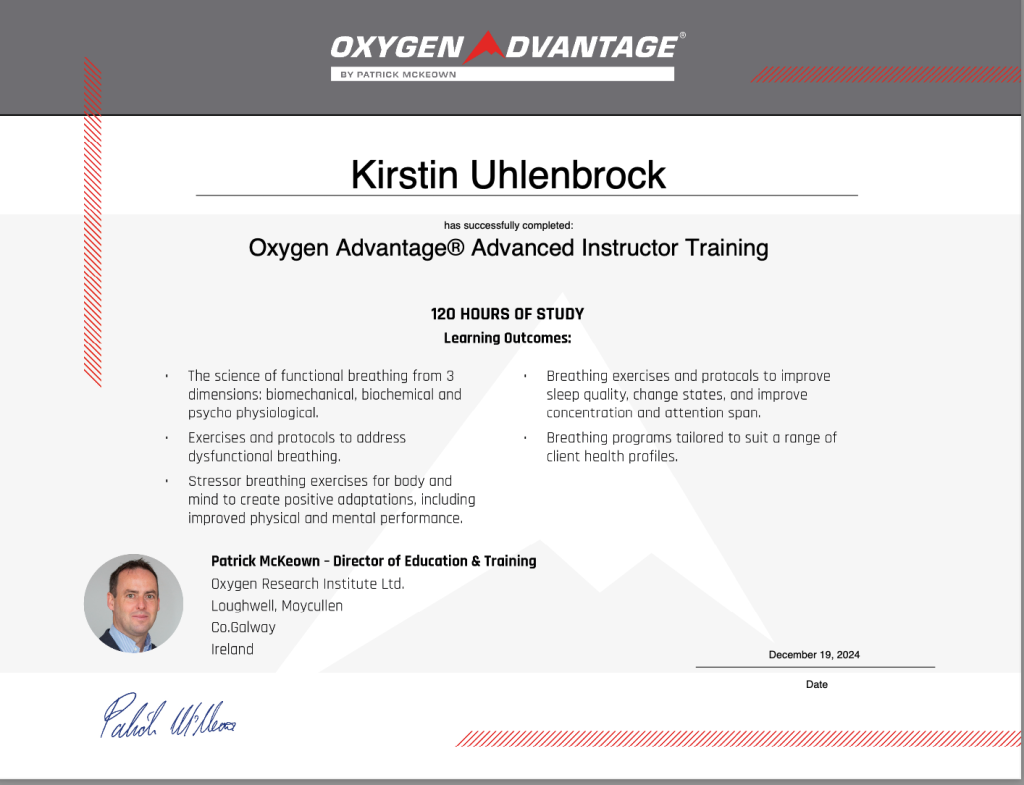 Oxygen Advantage Advanced Instructor Certificate